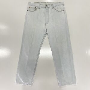 VTG 90’s Levi’s 501 White Straight Denim Blue Jeans Distressed Actual Size 34x28